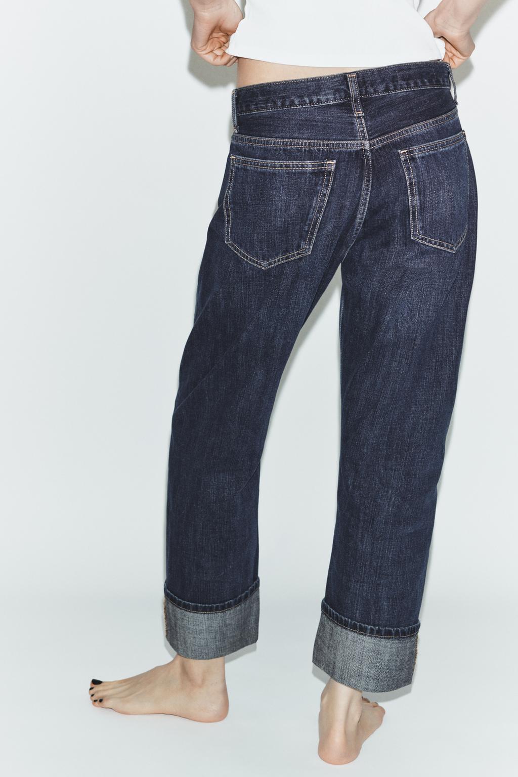 ДЖИНСЫ TRF ПРЯМОГО КРОЯ С ОТВОРОТАМИ И СРЕДНЕЙ ПОСАДКОЙ