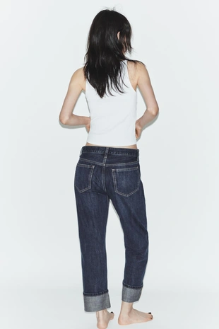 Джинсы Trf прямого кроя с отворотами и средней посадкой