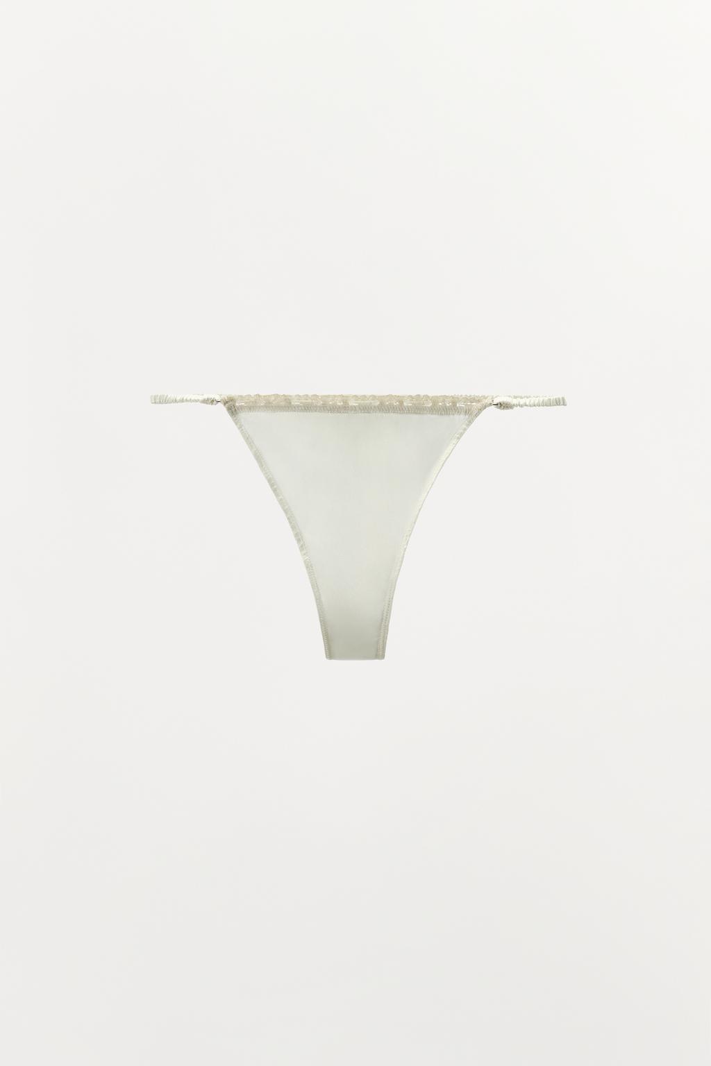 ШЕЛКОВЫЕ ТРУСЫ-ТАНГА С КРУЖЕВОМ