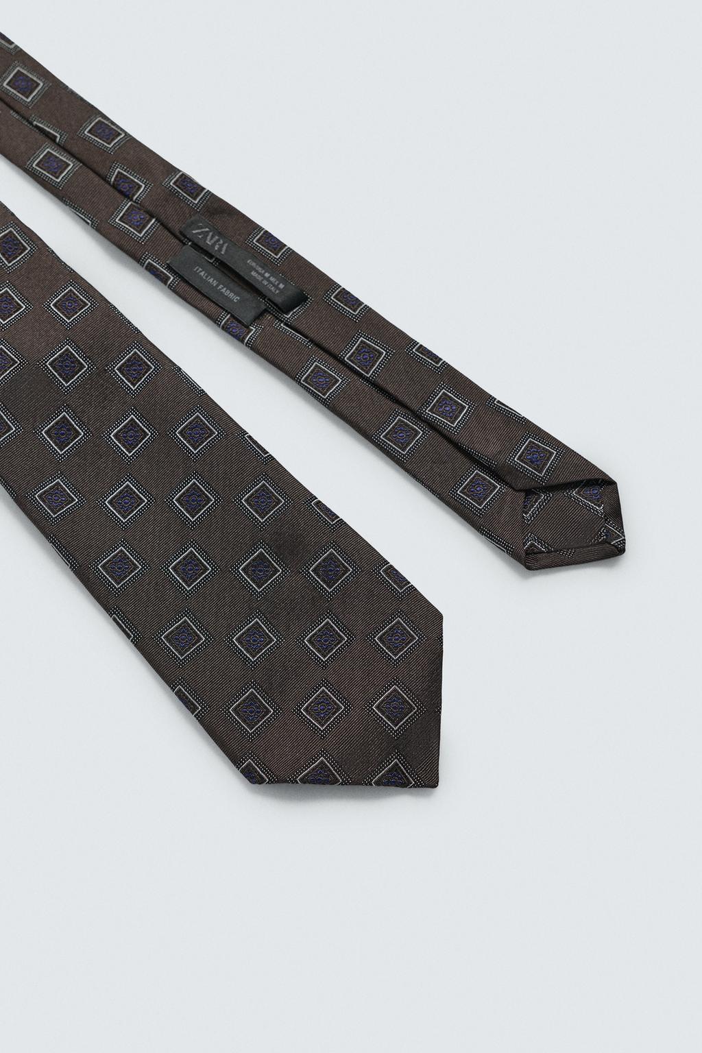 ШЕЛКОВЫЙ ЖАККАРДОВЫЙ ГАЛСТУК С ГЕОМЕТРИЧЕСКИМ УЗОРОМ