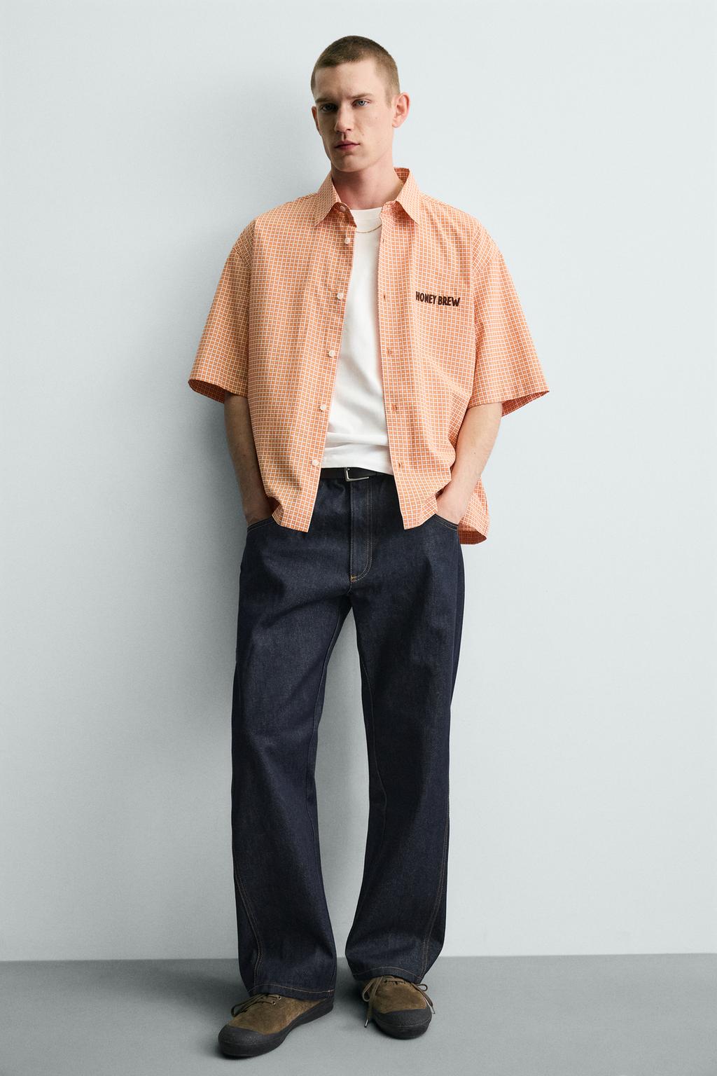 РУБАШКА В КЛЕТКУ С КОМБИНИРОВАННОЙ ВЫШИВКОЙ