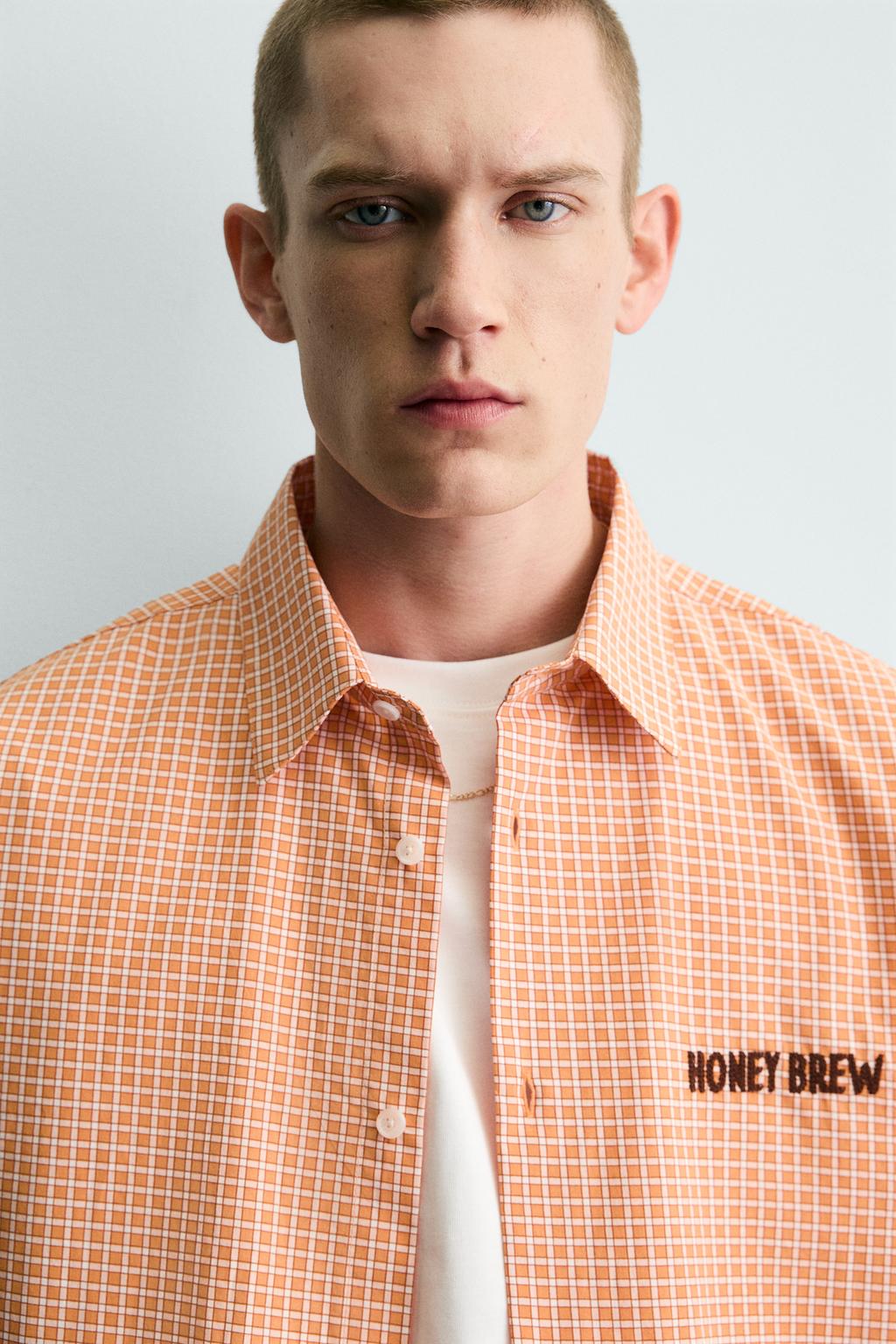 РУБАШКА В КЛЕТКУ С КОМБИНИРОВАННОЙ ВЫШИВКОЙ