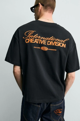 Футболка с контрастным принтом- Заказать в России