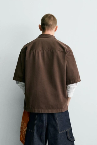 Рубашка с контрастным принтом и эффектом потертости- Заказать в России