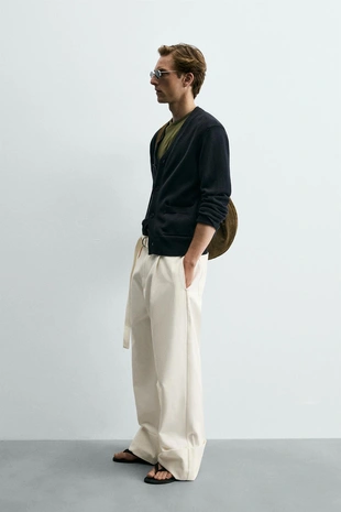 Брюки Relaxed Fit с ремнем- Заказать в России