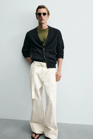 Брюки Relaxed Fit с ремнем- Заказать в России