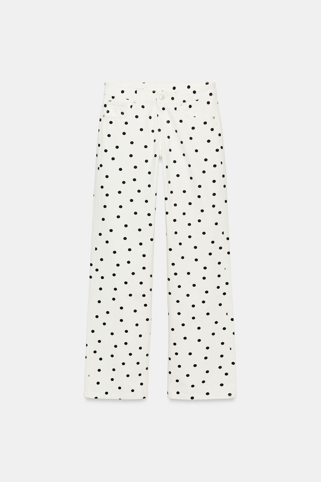 ДЖИНСЫ TRF WIDE LEG С НИЗКОЙ ПОСАДКОЙ И В ГОРОШЕК