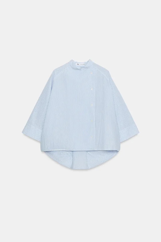 РУБАШКА В ПОЛОСКУ АСИММЕТРИЧНОГО КРОЯ — коллекция Zara «ZW»