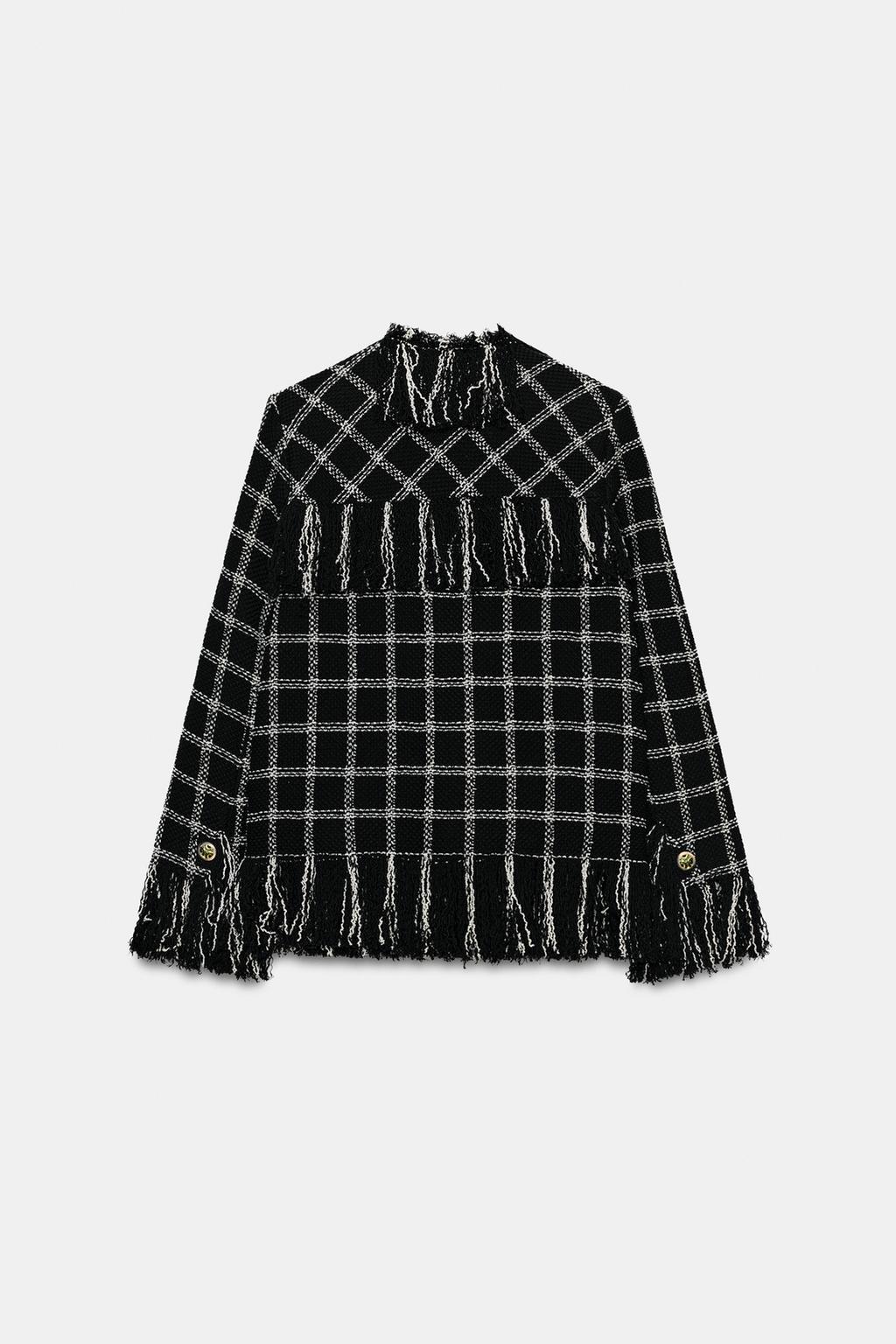 КУРТКА В КЛЕТКУ С БАХРОМОЙ — ZW COLLECTION