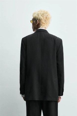 Black | 2200/708/800 - Zara Блейзер из вискозы и льна свободного кроя