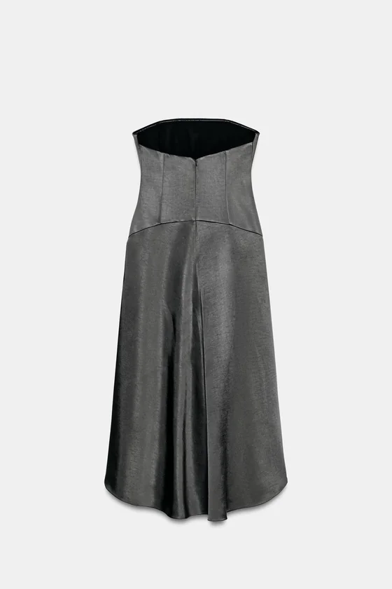 АТЛАСНОЕ АСИММЕТРИЧНОЕ ПЛАТЬЕ коллекция Zara «ZW»