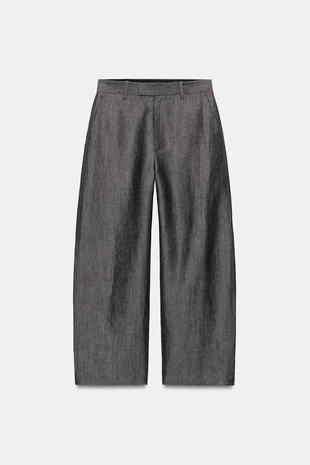 Широкие брюки из смесового льна — коллекция Zara «Zw»- Заказать в России