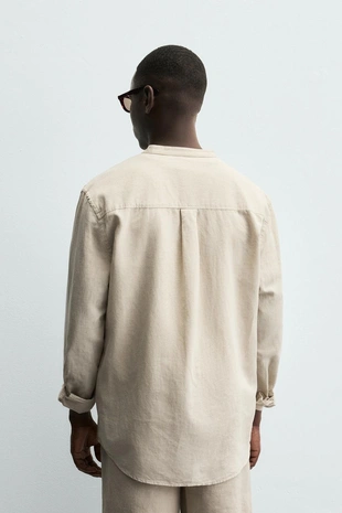 Light beige | 1063/412/052 - Zara Рубашка из хлопка и льна