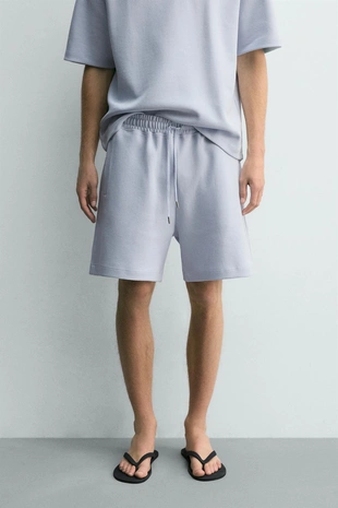 Шорты-джоггеры Relaxed Fit из ткани интерлок- Заказать в России