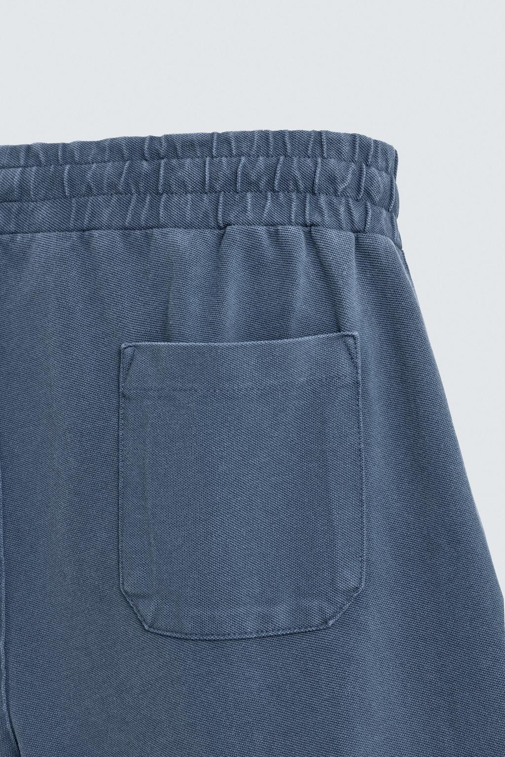 ШОРТЫ-БЕРМУДЫ ИЗ ХЛОПКОВОГО ПИКЕ REGULAR FIT С ЭФФЕКТОМ ПОТЕРТОСТИ