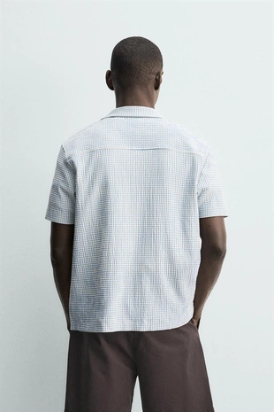 Рубашка Regular Fit из жатой ткани