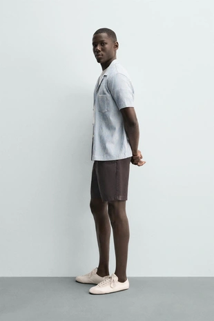 Рубашка Regular Fit из жатой ткани
