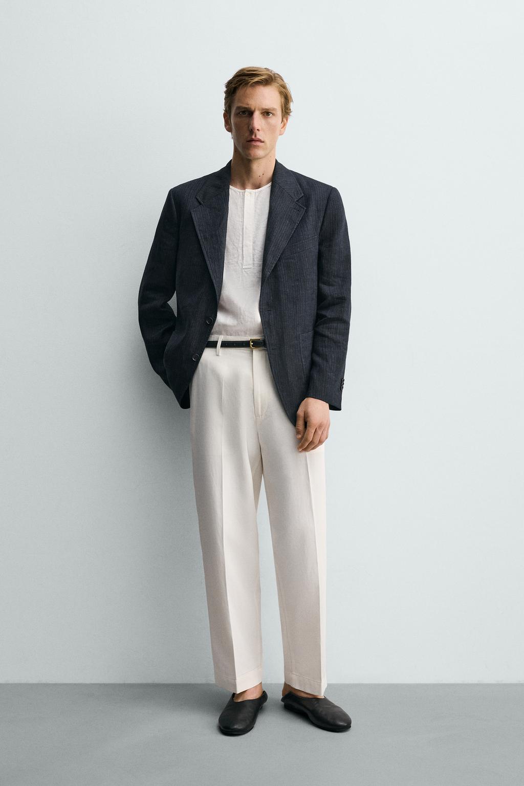 БРЮКИ REGULAR FIT ИЗ ВИСКОЗЫ И ХЛОПКА
