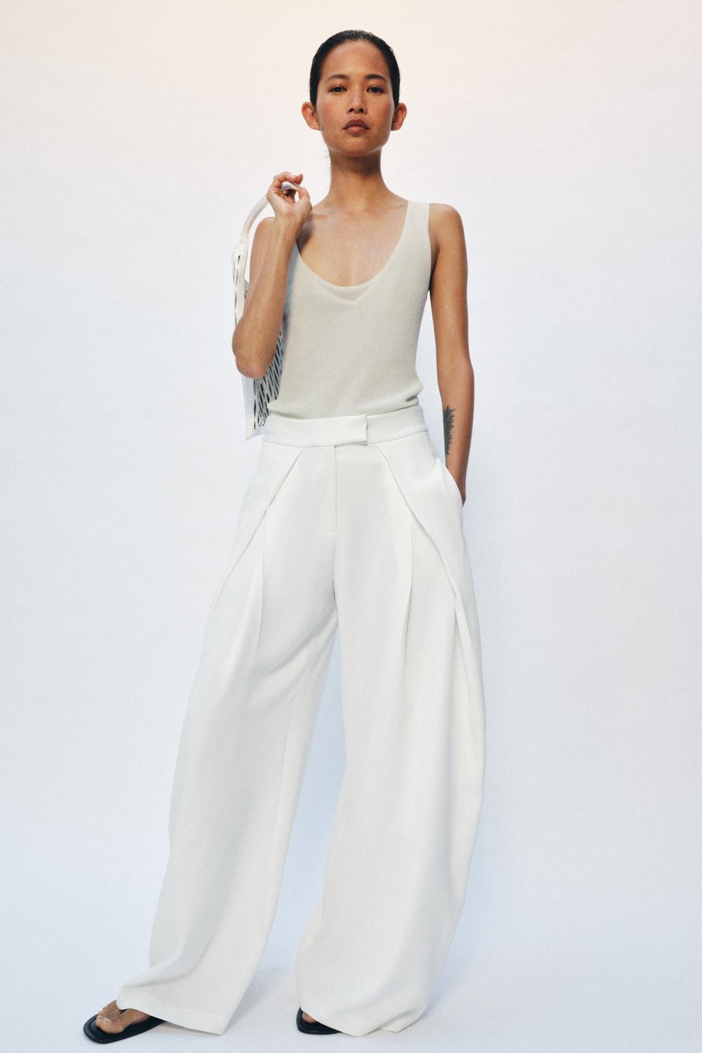 БРЮКИ WIDE LEG С ЗАЩИПАМИ — ZW COLLECTION