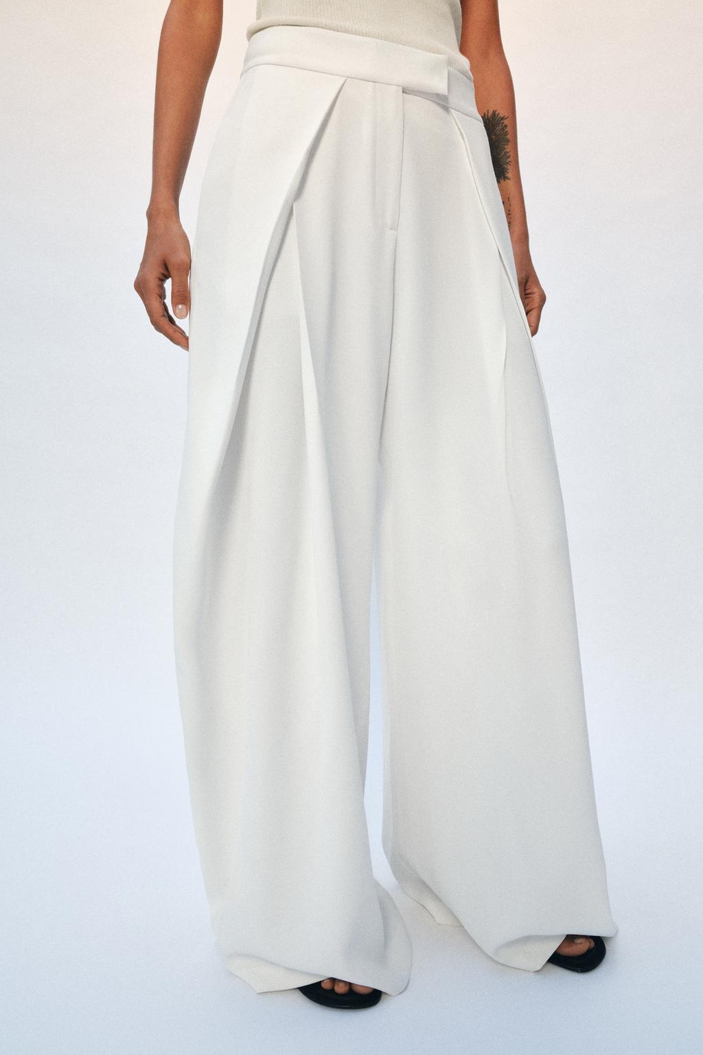 БРЮКИ WIDE LEG С ЗАЩИПАМИ — ZW COLLECTION