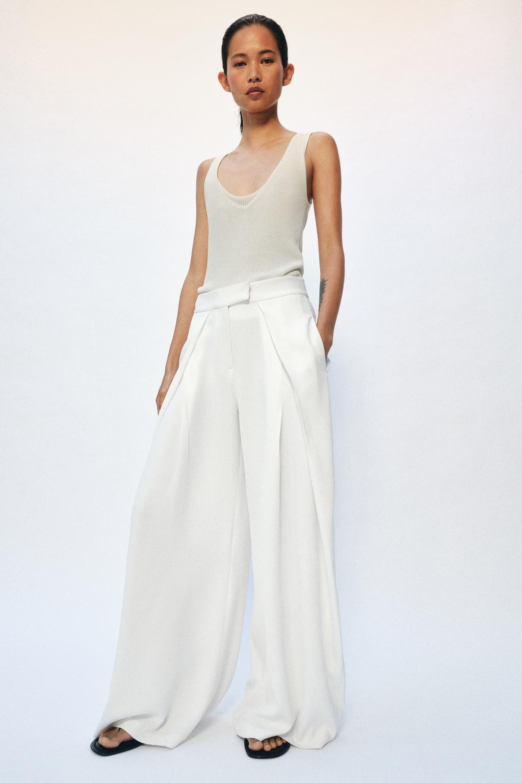 БРЮКИ WIDE LEG С ЗАЩИПАМИ — ZW COLLECTION