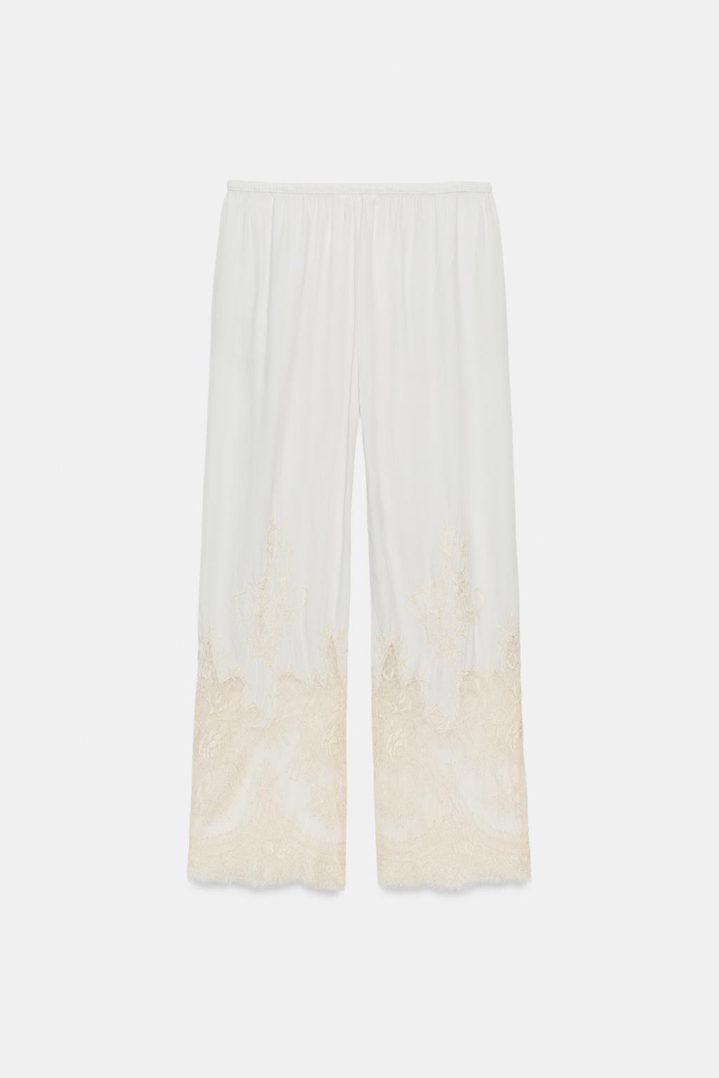БРЮКИ В ПИЖАМНОМ СТИЛЕ С КРУЖЕВОМ — ZW COLLECTION