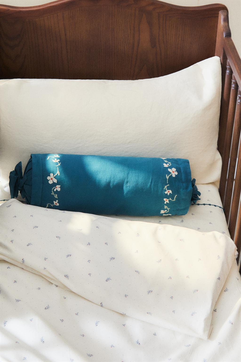 Детский одеяльный чехол из хлопка с листьями и горошком