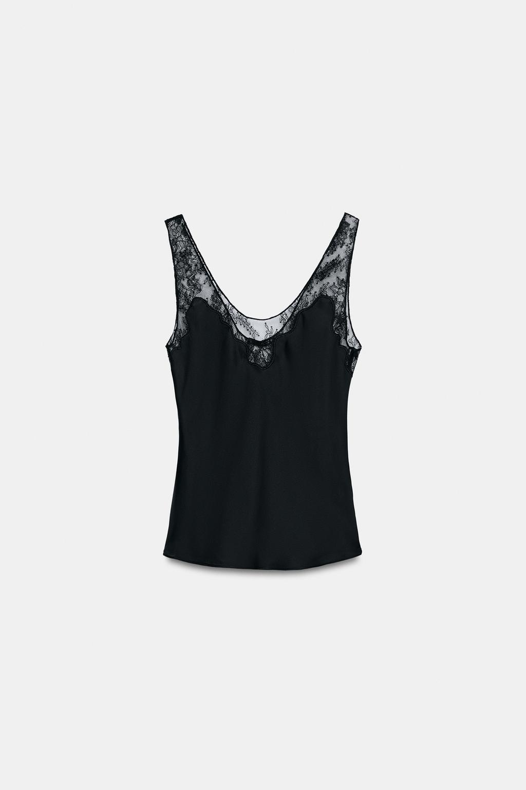 АТЛАСНЫЙ ТОП С КРУЖЕВОМ — ZW COLLECTION