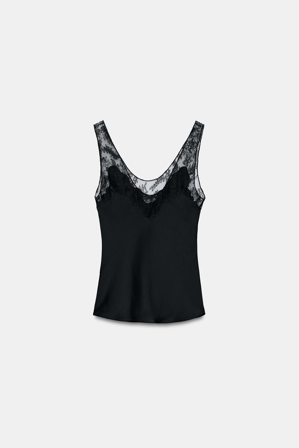 АТЛАСНЫЙ ТОП С КРУЖЕВОМ — ZW COLLECTION