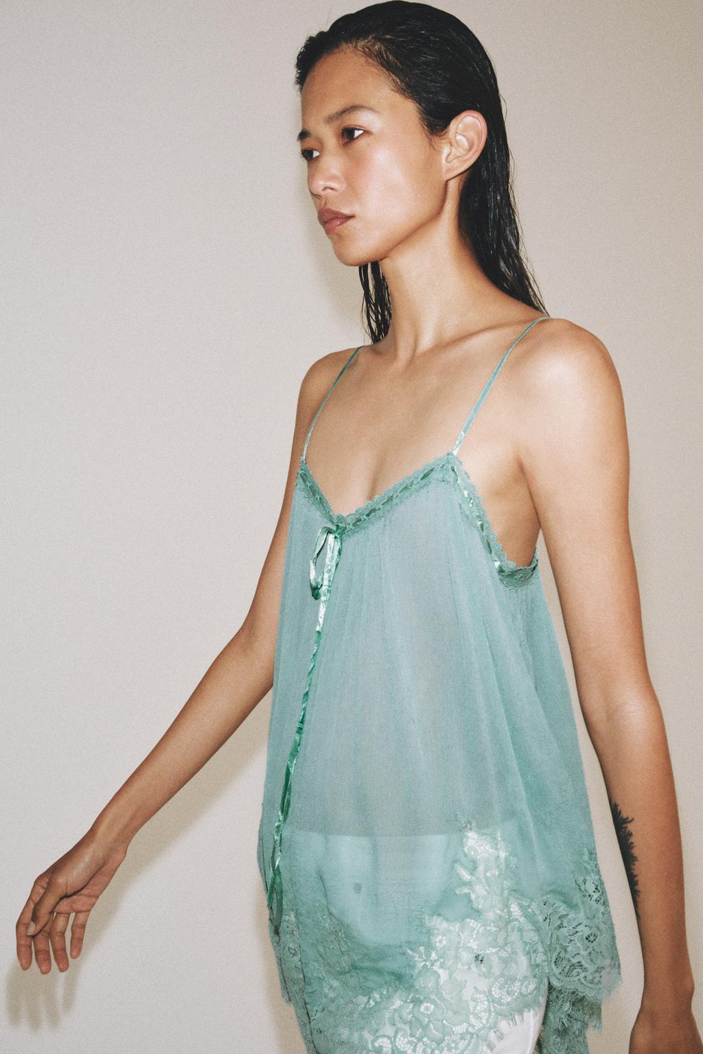 ТОП НА БРЕТЕЛЯХ С КРУЖЕВОМ — ZW COLLECTION