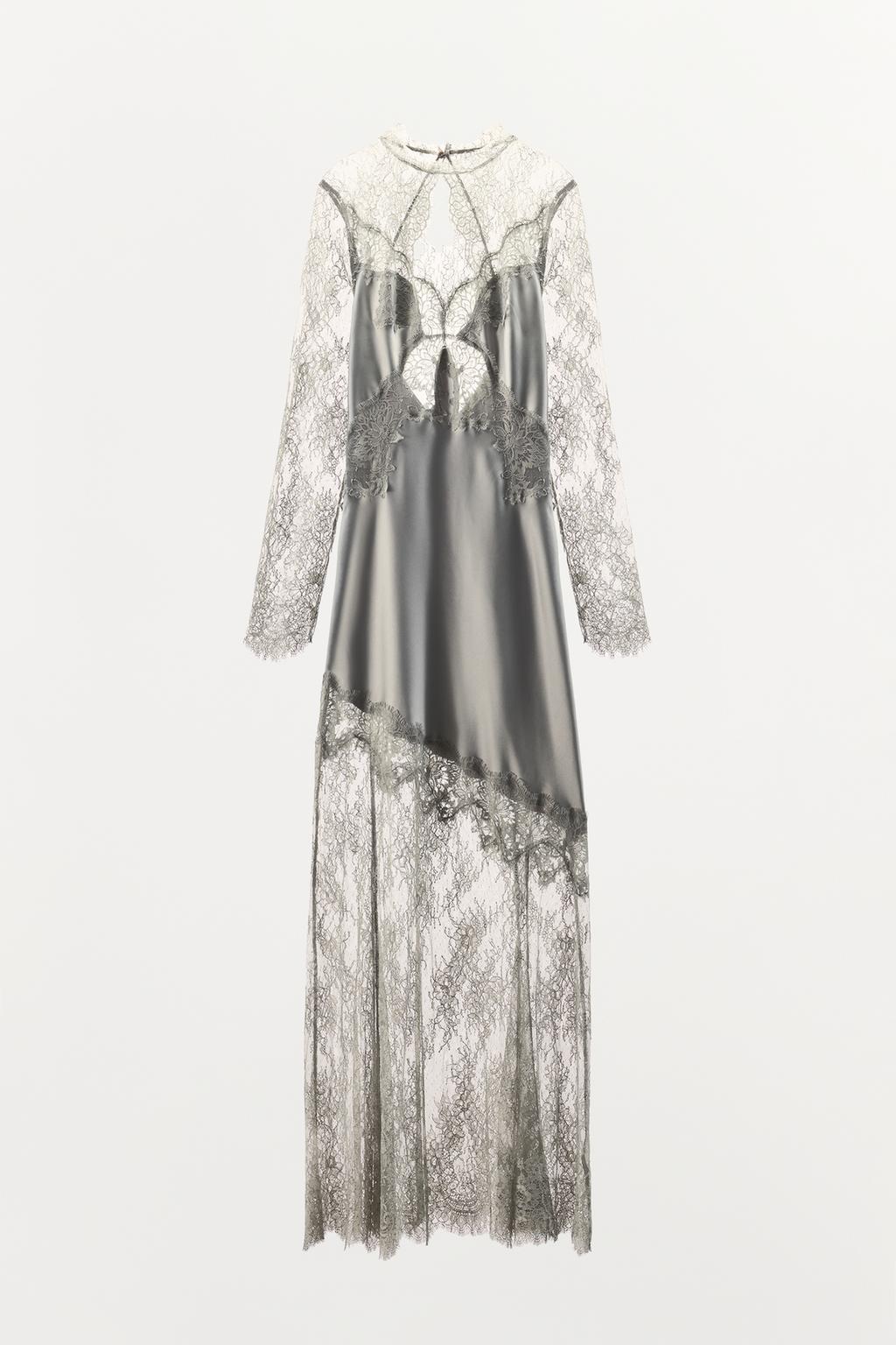 АТЛАСНОЕ ПЛАТЬЕ С КРУЖЕВОМ — ZW COLLECTION