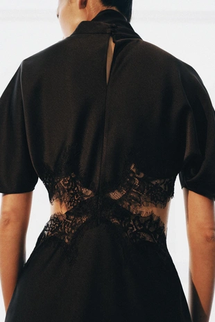 Black | 5919/041/800 - Zara Атласное платье с кружевом — ZW COLLECTION