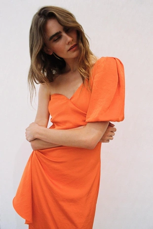 Купить Zara Атласное платье миди асимметричного кроя