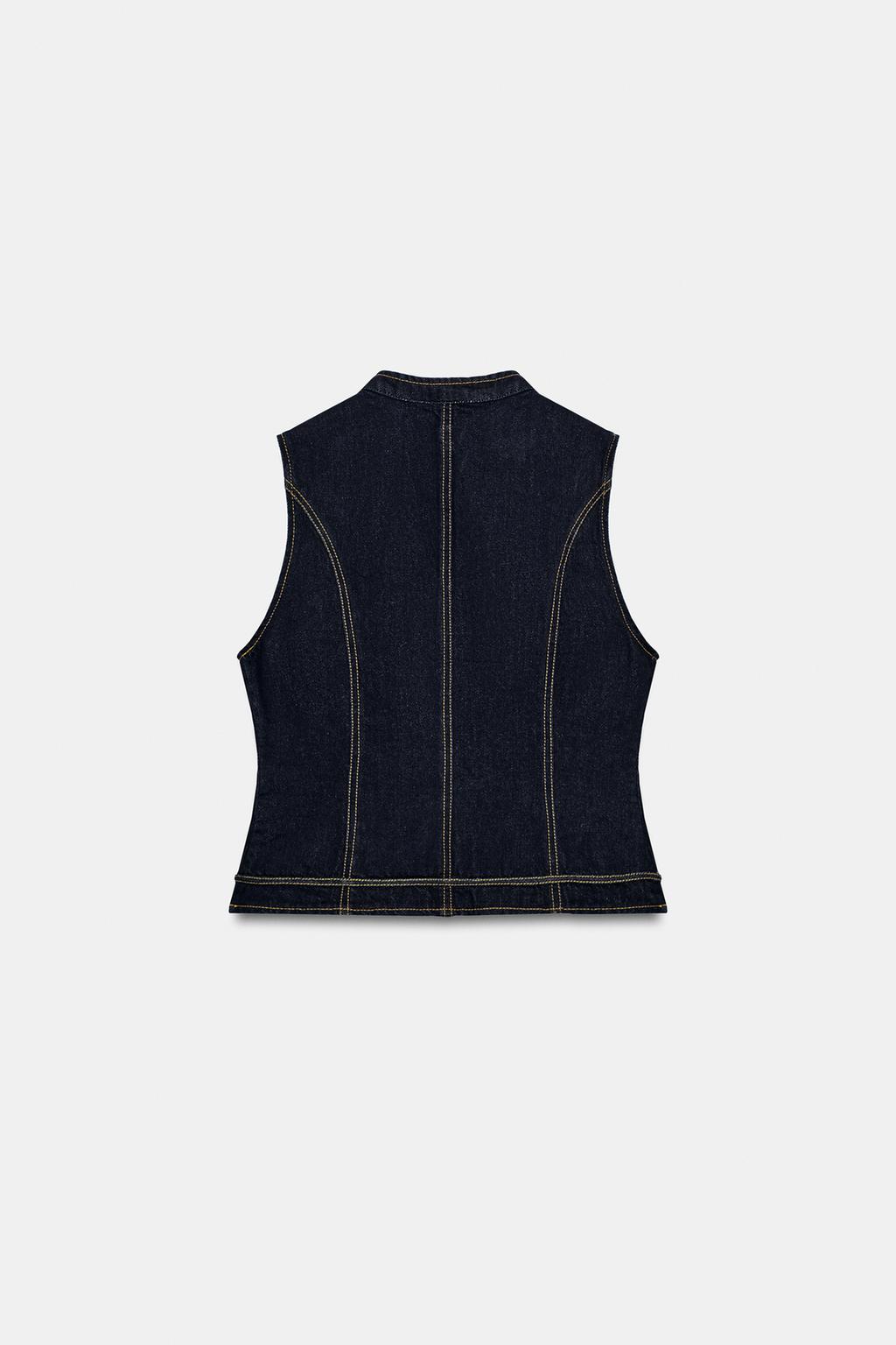 ДЖИНСОВЫЙ ЖИЛЕТ С ДЕКОРАТИВНОЙ СТРОЧКОЙ — ZW COLLECTION