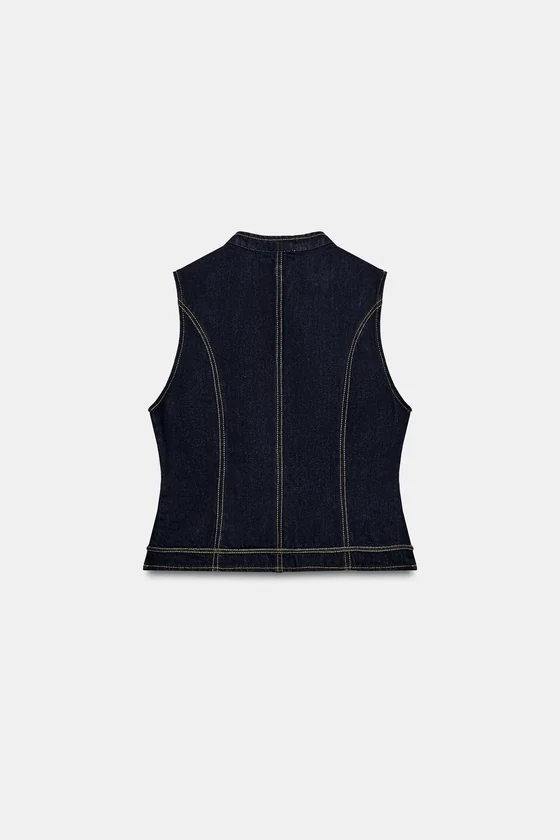 ДЖИНСОВЫЙ ЖИЛЕТ С ДЕКОРАТИВНОЙ СТРОЧКОЙ — коллекция Zara «ZW»