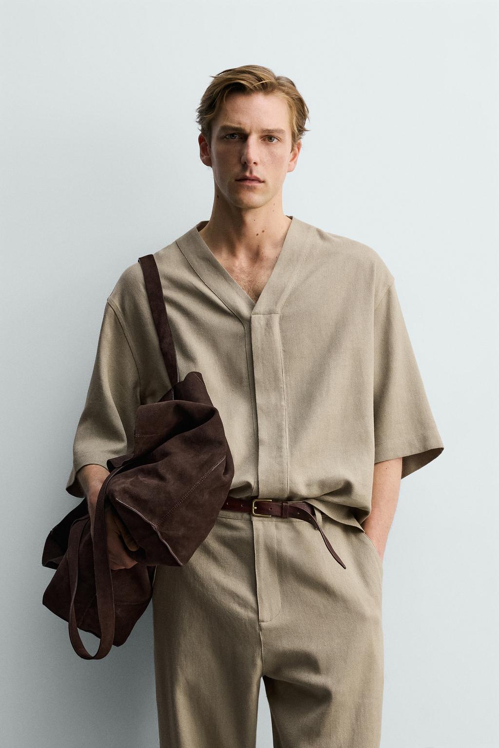 РУБАШКА RELAXED FIT ИЗ ВИСКОЗЫ И КОНОПЛИ