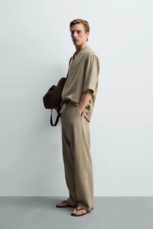 Рубашка Relaxed Fit из вискозы и конопли