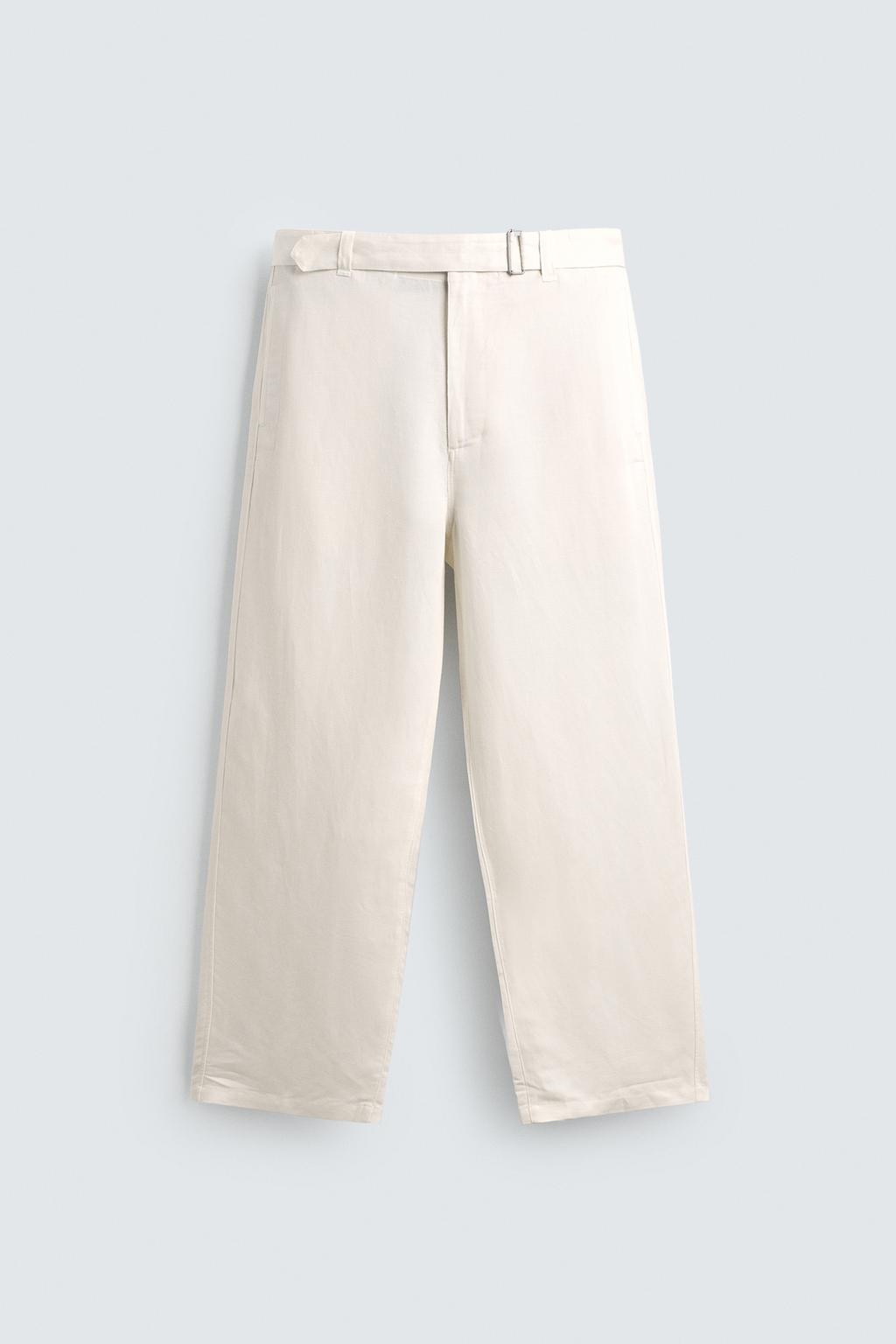БРЮКИ RELAXED FIT ИЗ ВИСКОЗЫ И ЛЬНА С РЕМНЕМ