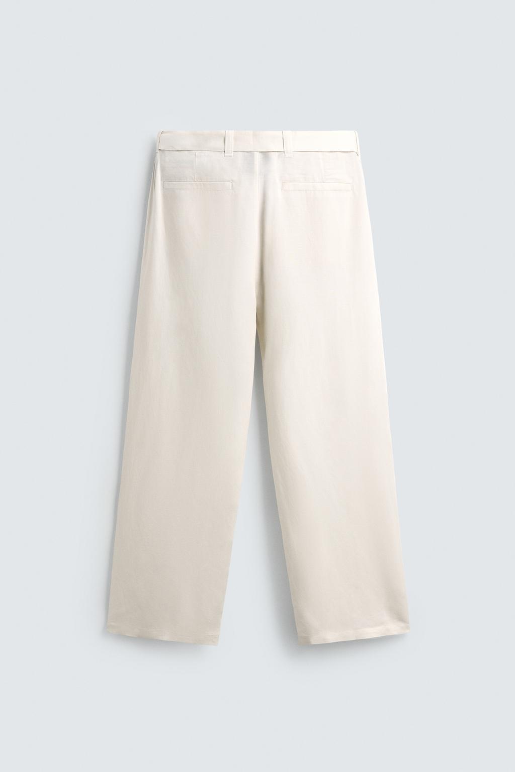 БРЮКИ RELAXED FIT ИЗ ВИСКОЗЫ И ЛЬНА С РЕМНЕМ