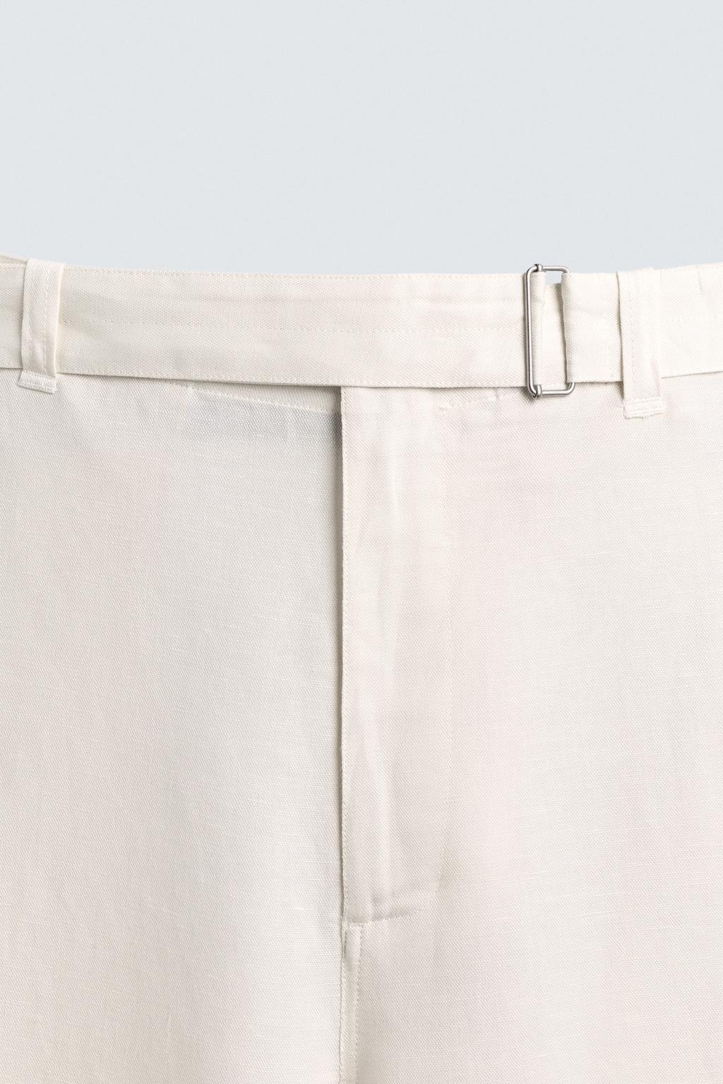 БРЮКИ RELAXED FIT ИЗ ВИСКОЗЫ И ЛЬНА С РЕМНЕМ