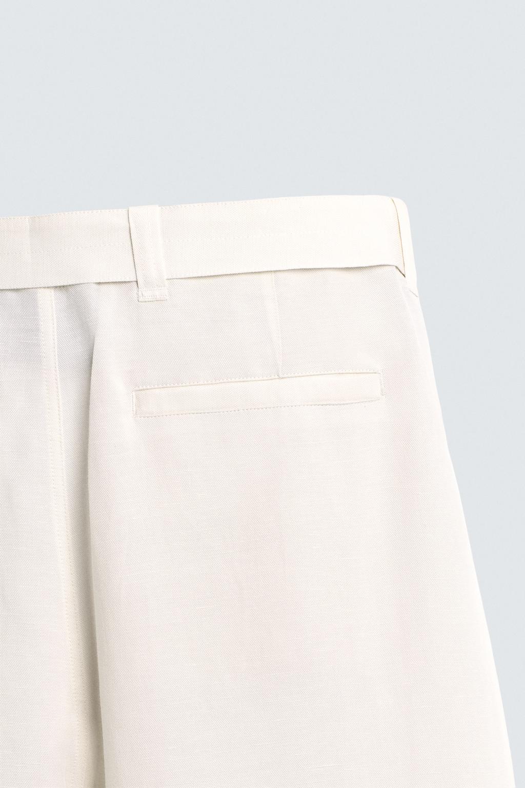 БРЮКИ RELAXED FIT ИЗ ВИСКОЗЫ И ЛЬНА С РЕМНЕМ