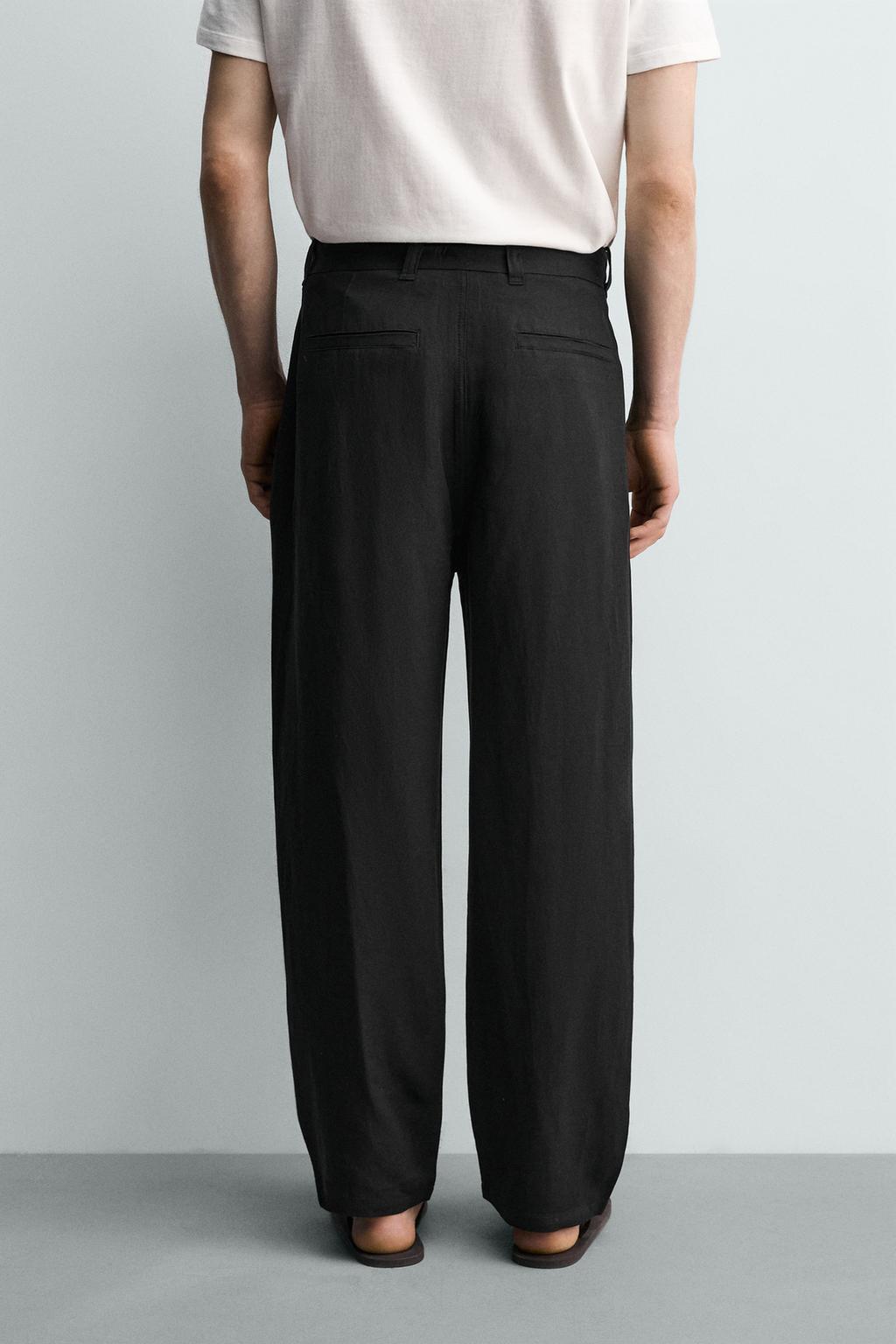 БРЮКИ RELAXED FIT ИЗ ВИСКОЗЫ И ЛЬНА С РЕМНЕМ