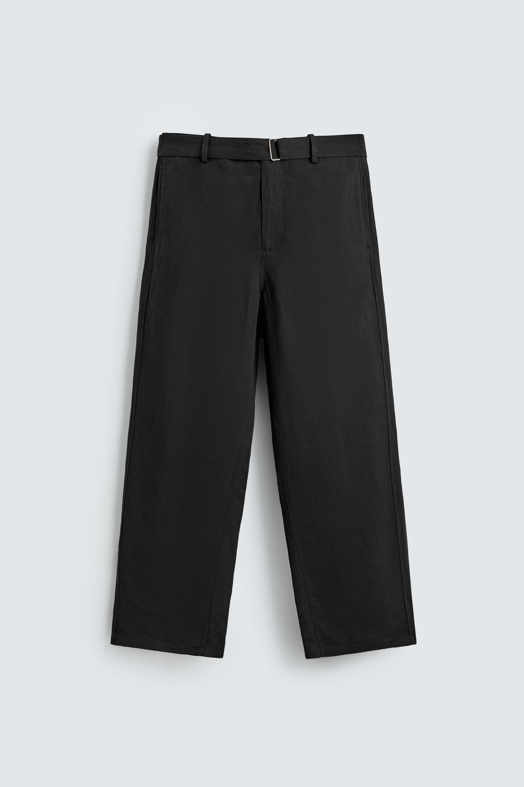 БРЮКИ RELAXED FIT ИЗ ВИСКОЗЫ И ЛЬНА С РЕМНЕМ
