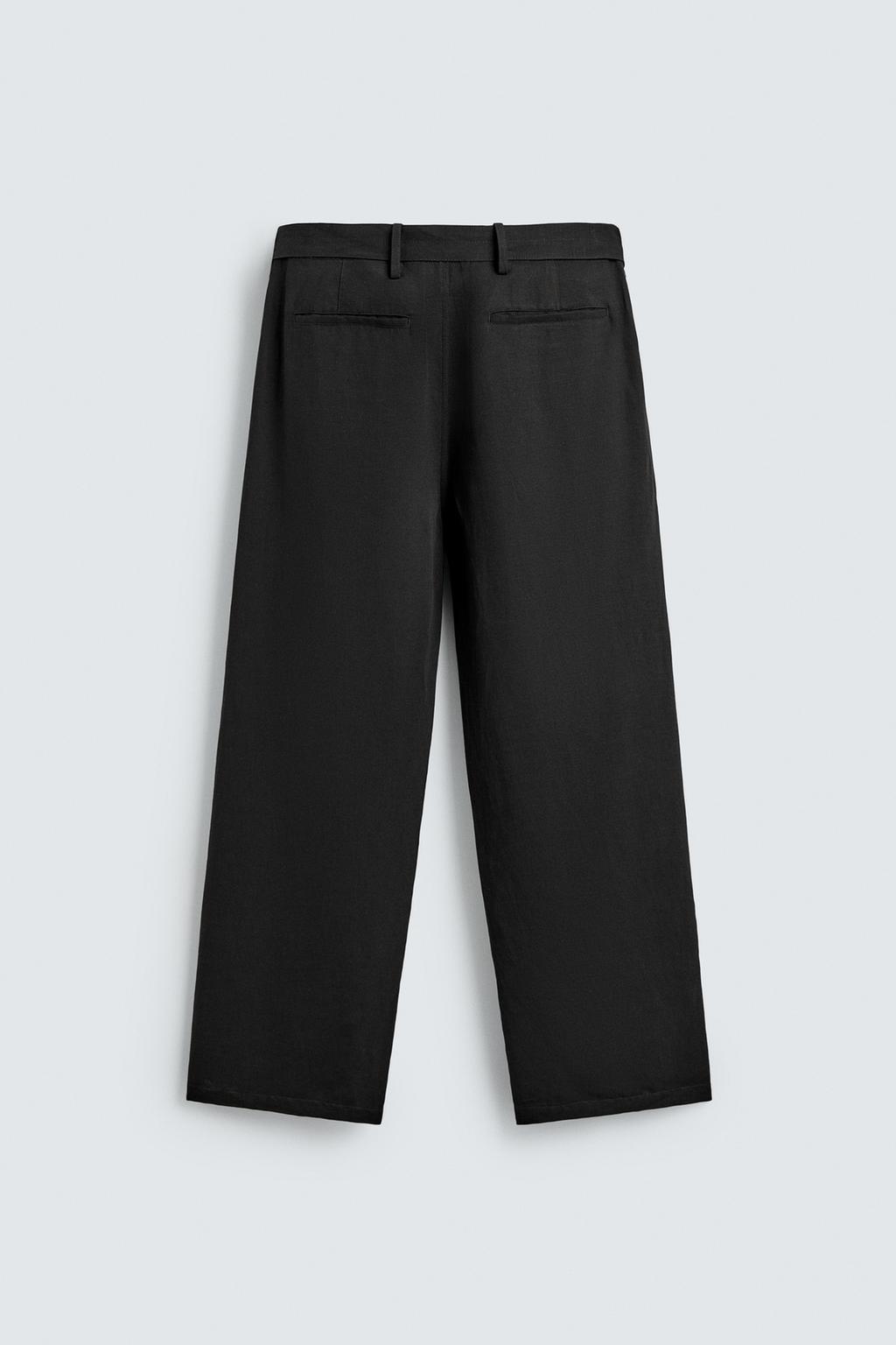 БРЮКИ RELAXED FIT ИЗ ВИСКОЗЫ И ЛЬНА С РЕМНЕМ