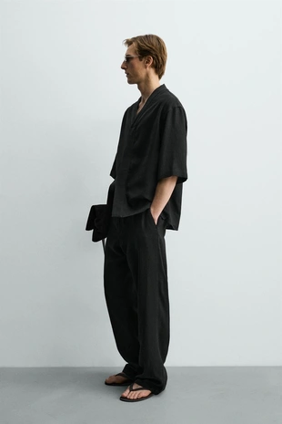 Брюки Relaxed Fit из вискозы и конопли- Заказать в России