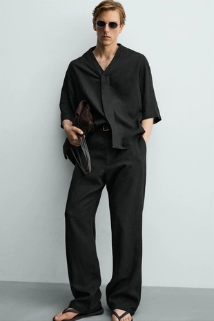 Брюки Relaxed Fit из вискозы и конопли- Заказать в России