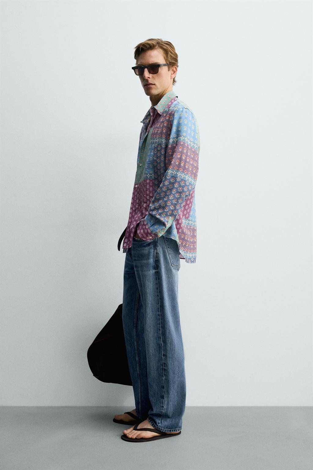 РУБАШКА RELAXED FIT С ПРИНТОМ В СТИЛЕ ПЭЧВОРК