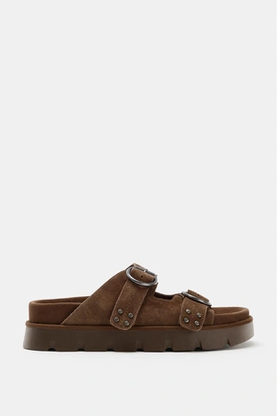 Dark tan | 3650/710/709 - Zara Замшевые сандалии на платформе с пряжками