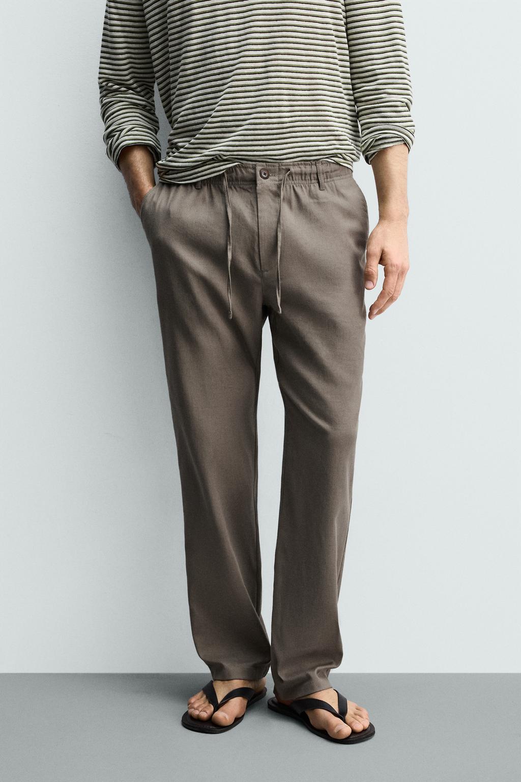 БРЮКИ RELAXED FIT ИЗ ХЛОПКА И ЛЬНА