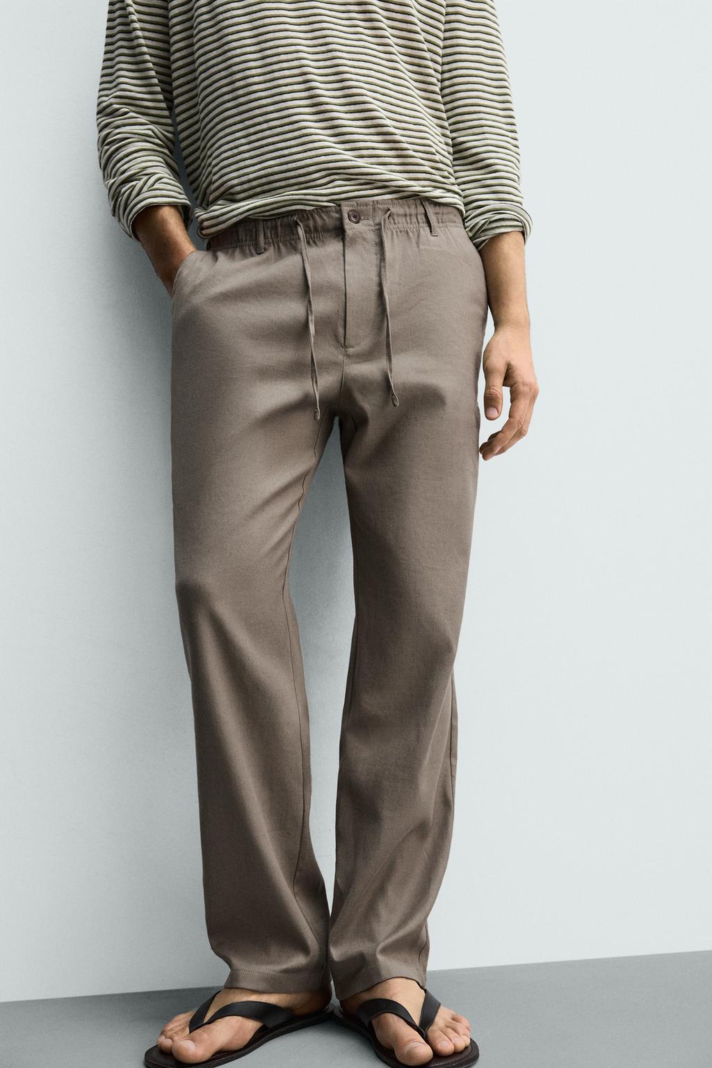 БРЮКИ RELAXED FIT ИЗ ХЛОПКА И ЛЬНА